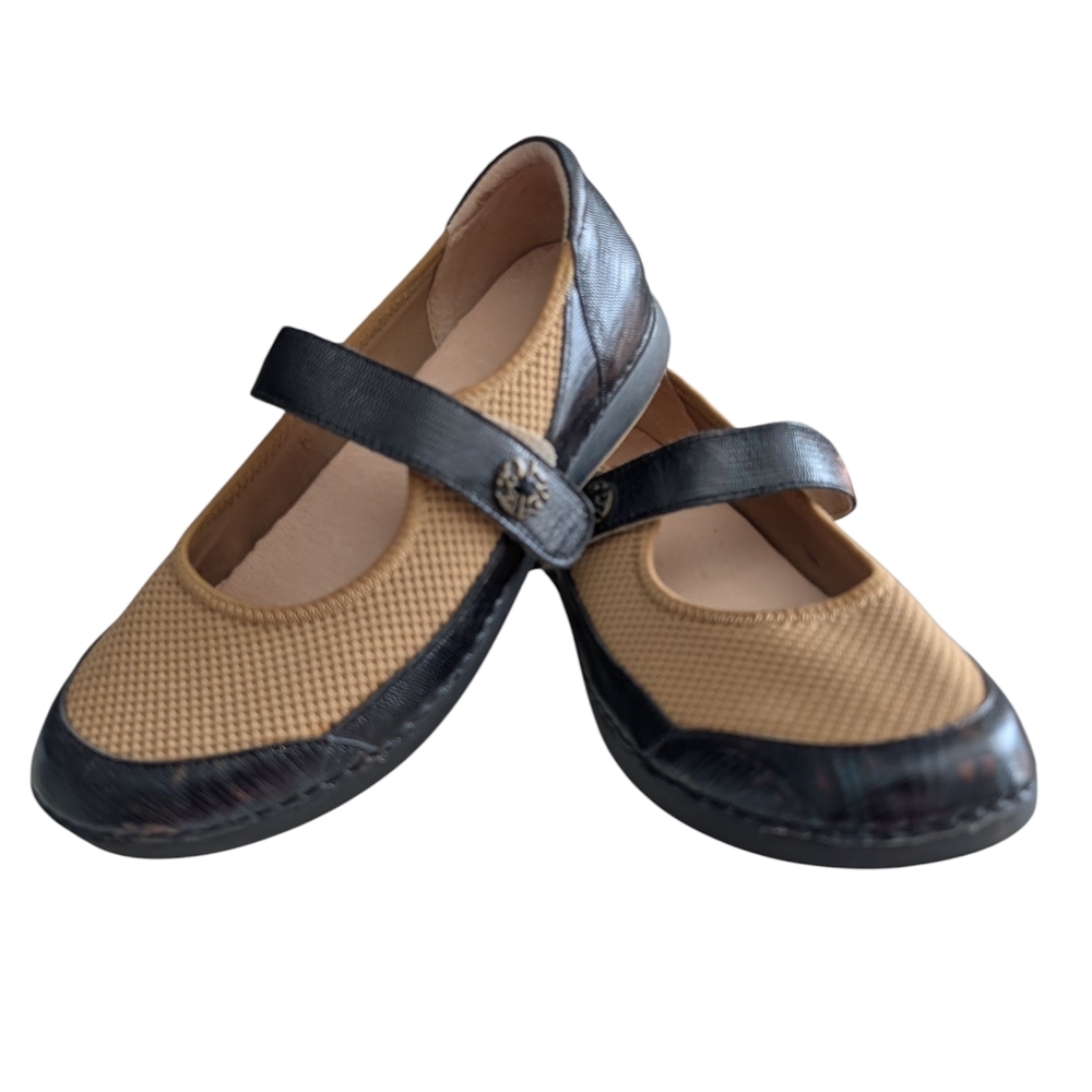 Alegria Tan And Black Womens Shoes EUR 40 Mary Jane Flats Size 9.5